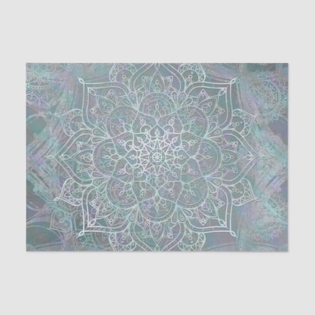 Papel De Seda Shimmer Iridescente Mandala Boho Chic (Frente )