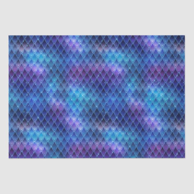 Papel De Seda Shimmering Blue Ombre & Glitter Dragon Scals (Frente )
