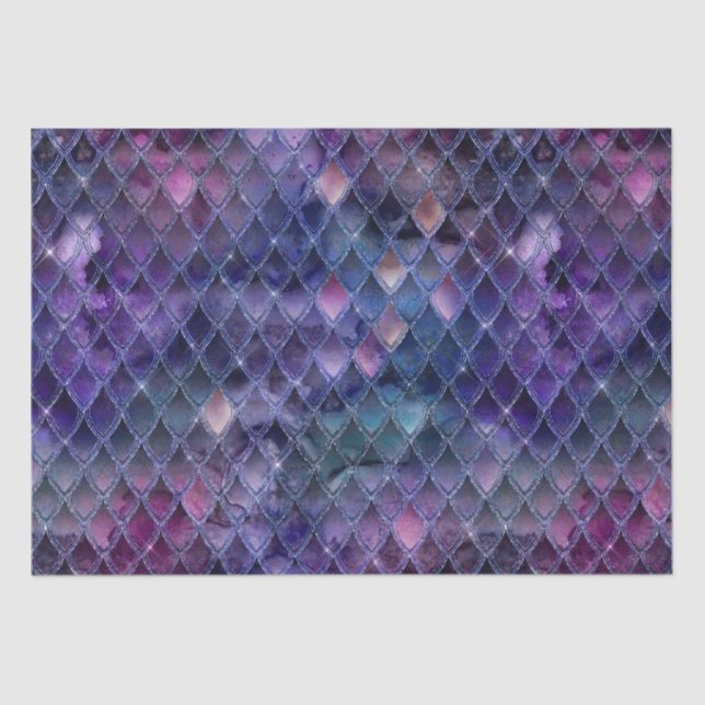 Papel De Seda Shimmering Roxo Ombre & Glitter Dragon Scales (Frente )