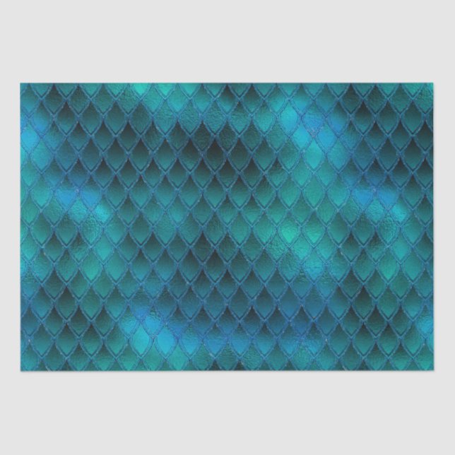 Papel De Seda Shimmering Teal & Glitter Dragon Scales (Frente )