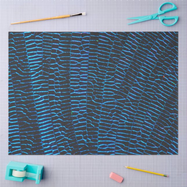 Papel De Seda Shiny metallic vibrant neon blue abstract texture (Arte )