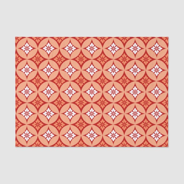 Papel De Seda Shippo com Flower Motif, tangerina laranja (Frente )