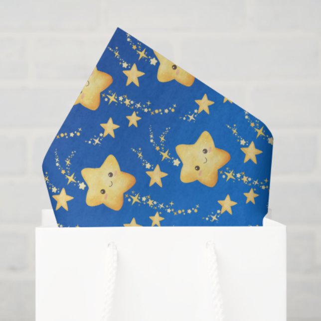 Papel De Seda Shooting Stars Night Sky Whimsical Baby Shower (Sacola de presentes)