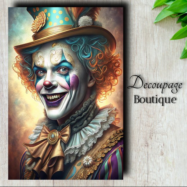 Papel De Seda Showman Teatral Palhaço Decoupagem (Theatrical Showman Clown Decoupage Tissue Paper)