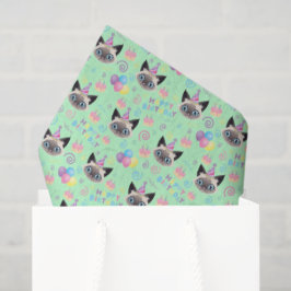 Papel De Seda Siamese Cat Birthday Tissue Paper in Green