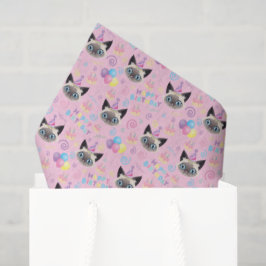 Papel De Seda Siamese Cat Birthday Tissue Paper in Pink