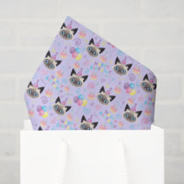 Papel De Seda Siamese Cat Birthday Tissue Paper in Purple