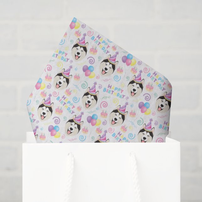 Papel de seda Siberian Husky (Sacola de presentes)