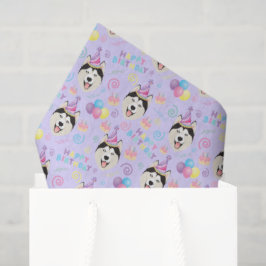 Papel De Seda Siberian Husky Tissue Paper in Purple