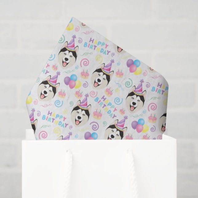 Papel De Seda Siberian Husky Tissue Paper in White (Sacola de presentes)