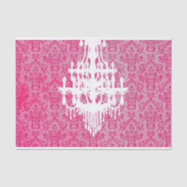 Papel De Seda Silhouette Chandelier e Damask Rosa