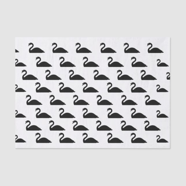 Papel De Seda Silhouette Swan Preto | (Frente )