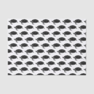 Papel De Seda Silhueta de Tartaruga Vintage Sea Desenho Preto