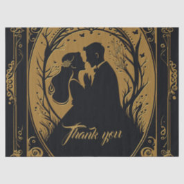 Papel De Seda Silhueta elegante de noiva e noiva