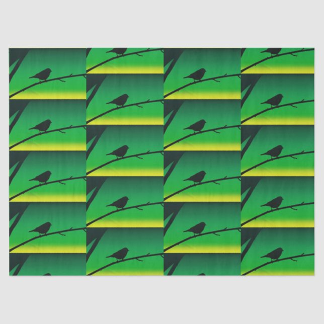 Papel De Seda Silhueta Sparrow Sobre Limoneno (Frente )