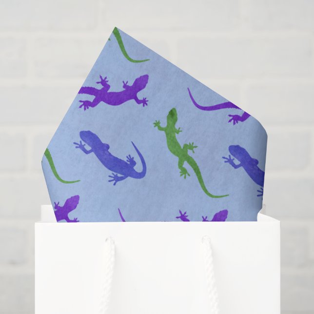 Papel De Seda Silhueta Viva de Salamandra em Azul (Sacola de presentes)