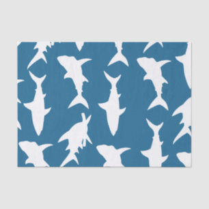 Papel De Seda Silhuetas do tubarão branco & azul de oceano