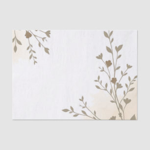 Papel De Seda Silhuetas Florais Vintage com Folhas Delicadas