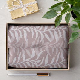 Papel De Seda Silhuetas Modernas de Plantas em Rosa Poeira Fluid