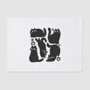Papel De Seda Silhuettes de Gato Negro - Design de Felino Cinto
