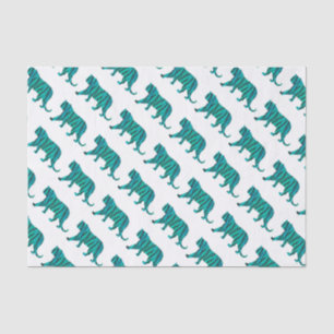 Papel De Seda Silhuettes Pretos e Teais
