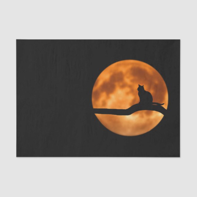 Papel De Seda Silhute de um Gato Negro em uma Árvore (Frente )