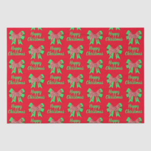 Papel De Seda Silhute Samoyed Cão de Natal Vermelho e Arco Verde
