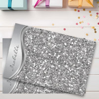 Silver Faux Glitter Glam Bling Personalizado Metal