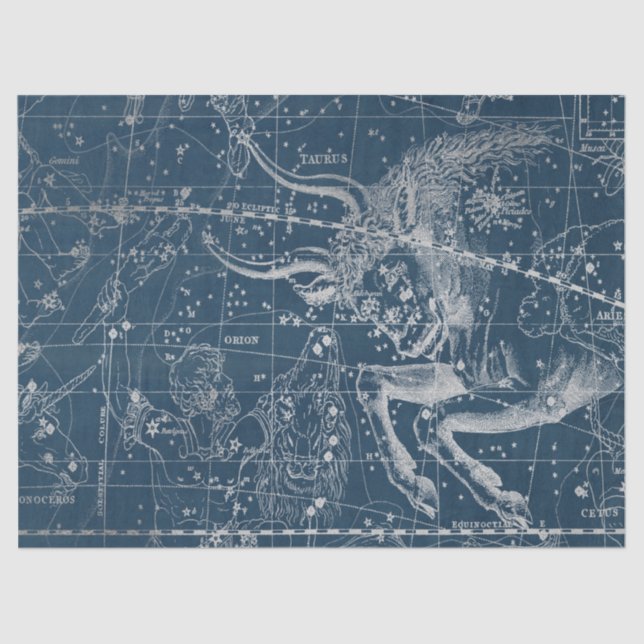 Papel De Seda Silver Galaxy Star Map Series Design 9 (Frente )