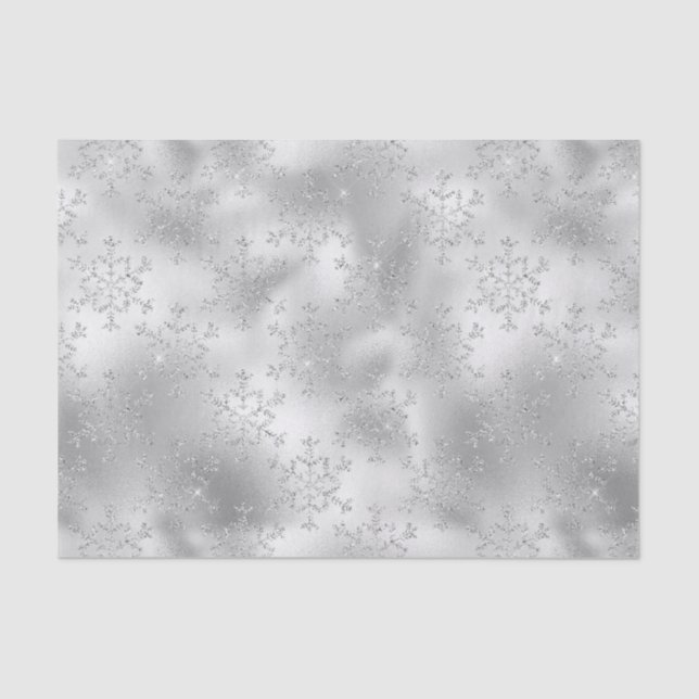 Papel De Seda Silver Glitzy Snowflakes (Frente )