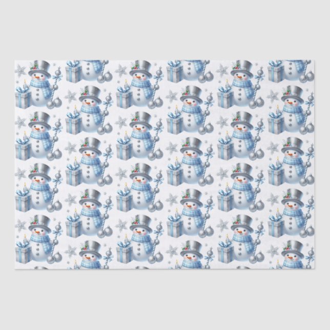 Papel De Seda Silver Snowmen (Frente )