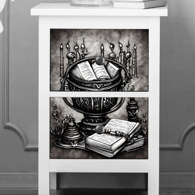 Papel De Seda Silvery Steampunk Cauldron Spellbooks and Potions (Criador carregado)