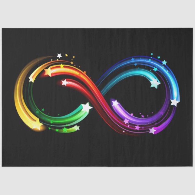Papel De Seda Símbolo do infinito de cometas arco-íris (Frente )