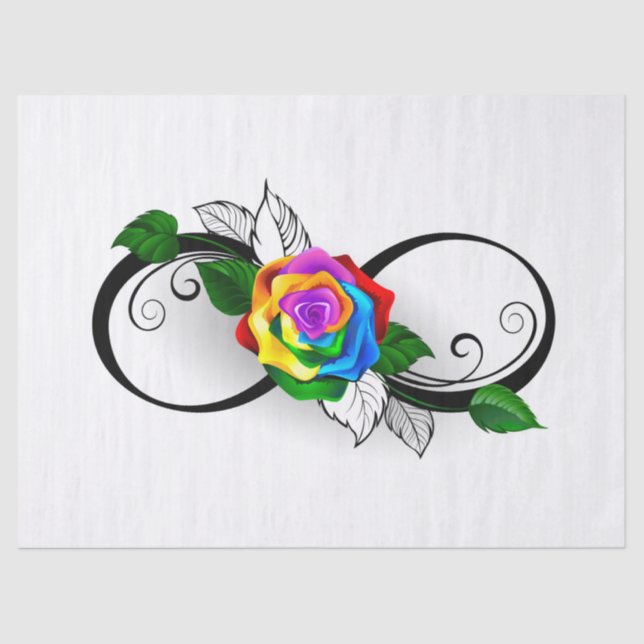 Papel De Seda Símbolo Infinito com Rosa do Arco-Íris (Frente )