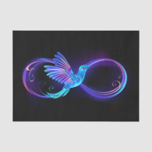 Papel De Seda Símbolo Neon Infinity com Hummingbird brilhante