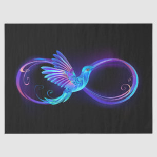 Papel De Seda Símbolo Neon Infinity com Hummingbird brilhante