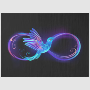 Papel De Seda Símbolo Neon Infinity com Hummingbird brilhante