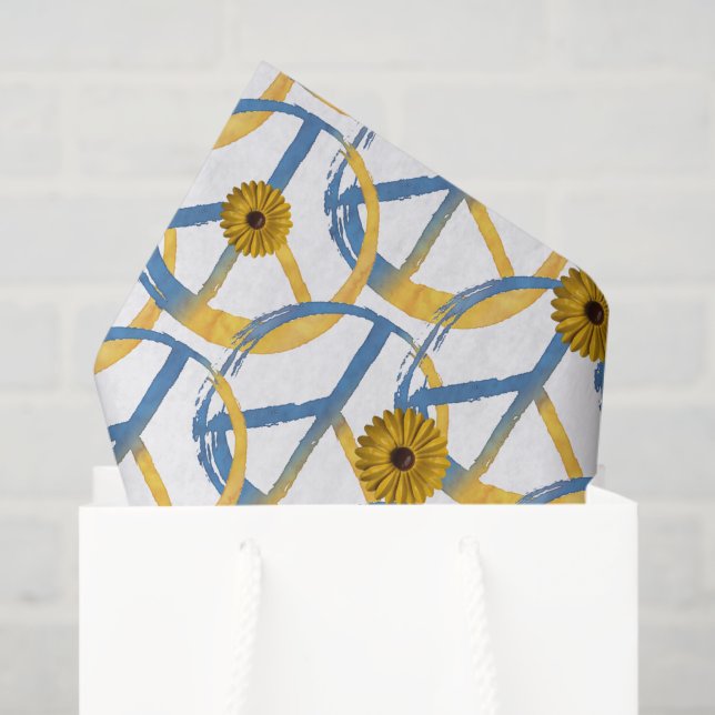 Papel De Seda Símbolo ucraniano PEACE Símbolo sunflower Guerra d (Sacola de presentes)