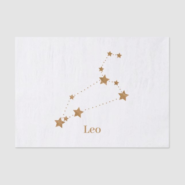 Papel De Seda Símbolo Zodiac Moderno Dourado Leo | Elemento Fogo (Frente )