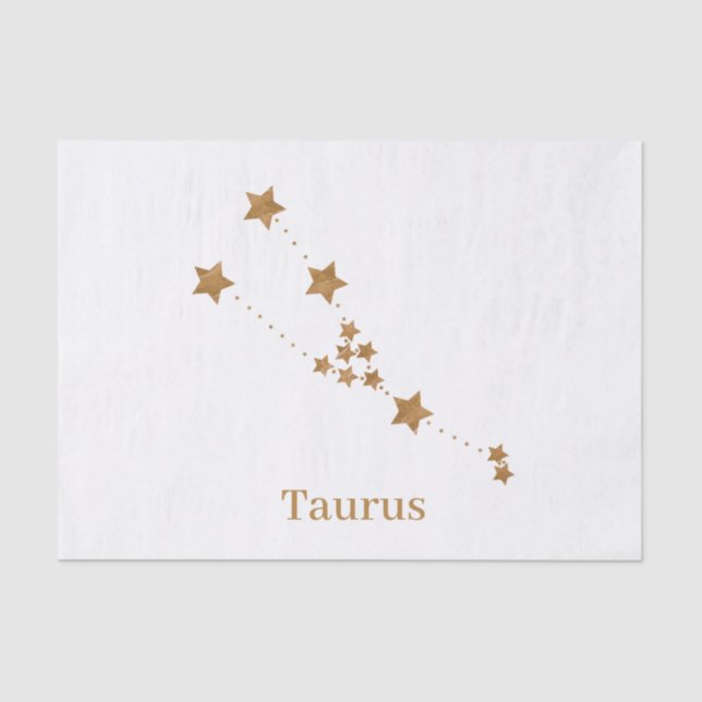 Papel De Seda Símbolo Zodiac Moderno Taurus Dourado | Elemento T (Frente )