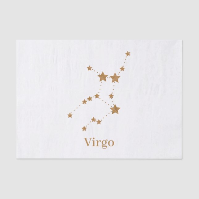 Papel De Seda Símbolo Zodiano Moderno Dourado Virgo | Elemento T (Frente )