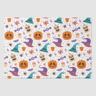 Papel De Seda Símbolos Coloridos de Halloween Padrão