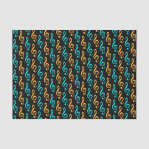 Papel De Seda Símbolos Musicais de Clef do Teal & Orange Treble