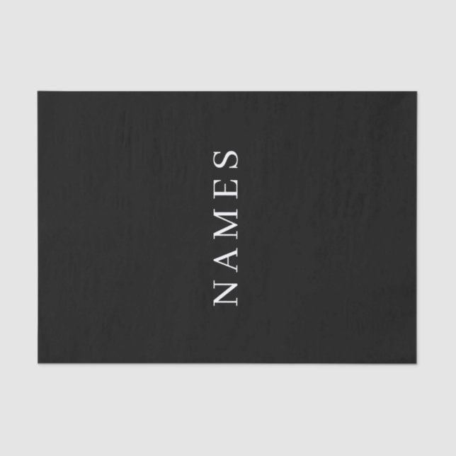 Papel De Seda Simple Black Custom Add Your Name Elegant (Frente )