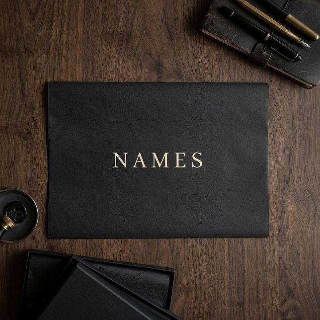 Papel De Seda Simple Black Custom Add Your Name Elegant (Criador carregado)