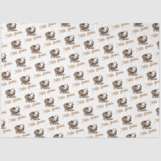 Papel De Seda Simples e elegante Reindeer com terra neutra (Frente )