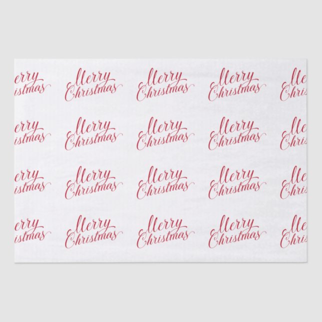 Papel De Seda Simples Elegante - Script Vermelho Moderno Natal (Frente )