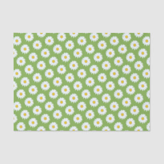 Papel De Seda Simples margarida branca sobre padrão verde