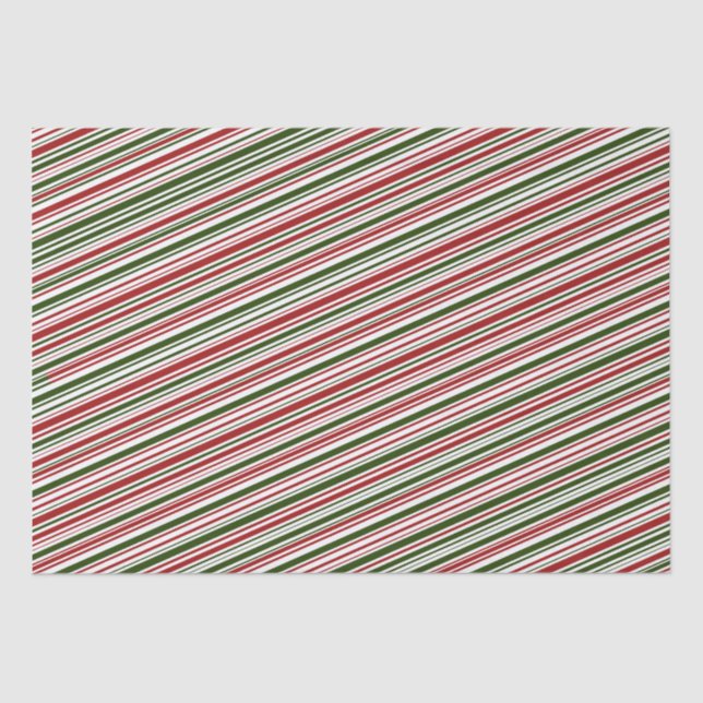 Papel De Seda Simples Red and Green Stripes Natal   (Frente )