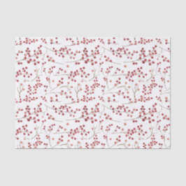 Papel De Seda Simples Red Berry Watercolor Natal